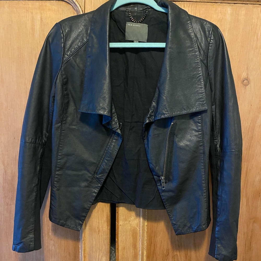 Muubaa Black Leather Jacket Size 6